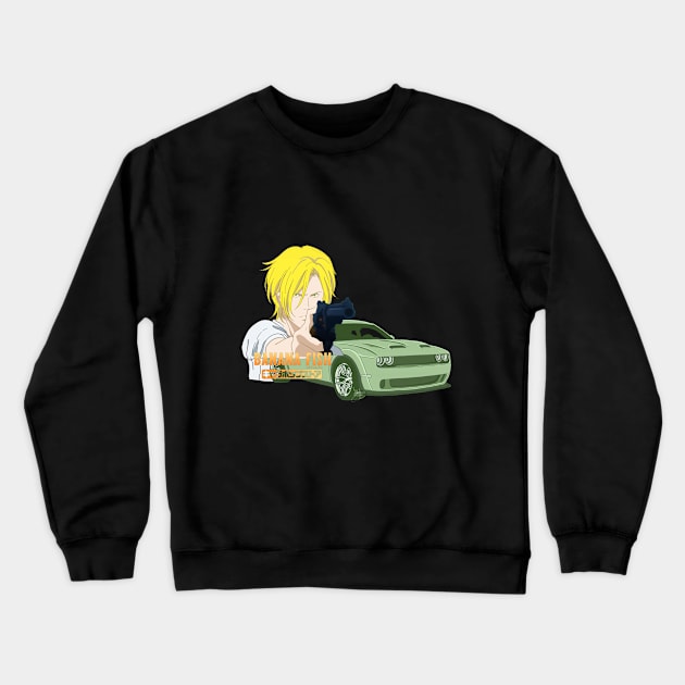 Banana Fish Ash Lynx Dodge Challenger Crewneck Sweatshirt by UrbaneWanderlust